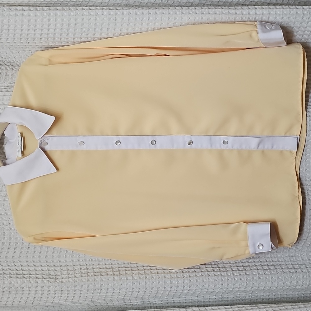 Vintage Toni Marie by Sissies Long Sleeve Blouse Wmn's Med (Yellow, White)